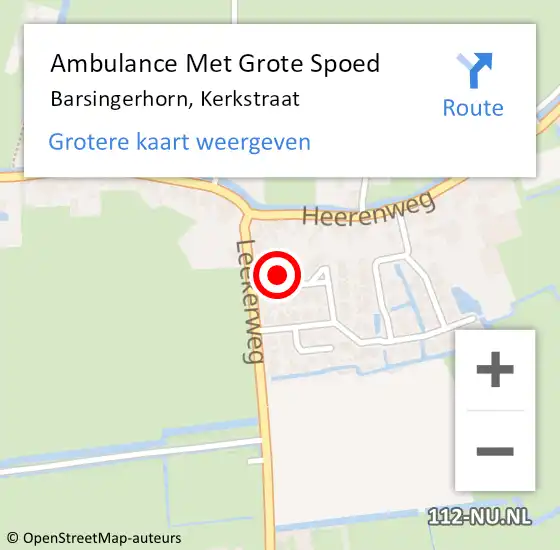 Locatie op kaart van de 112 melding: Ambulance Met Grote Spoed Naar Barsingerhorn, Kerkstraat op 24 februari 2023 20:28