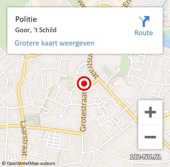Locatie op kaart van de 112 melding: Politie Goor, 't Schild op 24 februari 2023 20:45