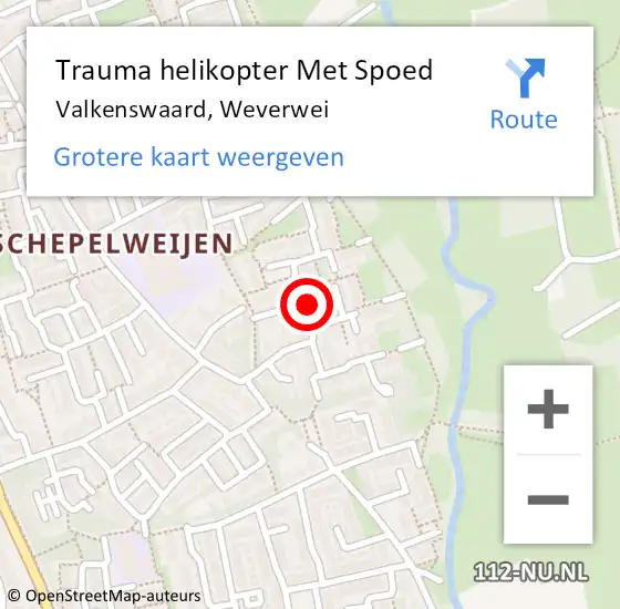 Locatie op kaart van de 112 melding: Trauma helikopter Met Spoed Naar Valkenswaard, Weverwei op 24 februari 2023 20:46