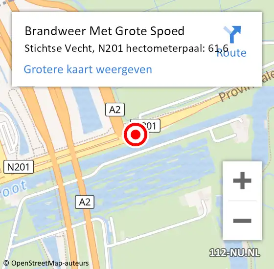 Locatie op kaart van de 112 melding: Brandweer Met Grote Spoed Naar Stichtse Vecht, N201 hectometerpaal: 61,6 op 24 februari 2023 21:05