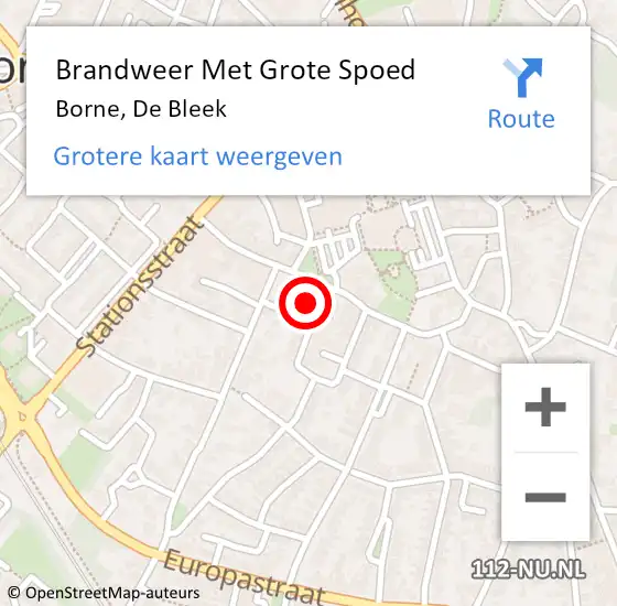 Locatie op kaart van de 112 melding: Brandweer Met Grote Spoed Naar Borne, De Bleek op 24 februari 2023 21:18