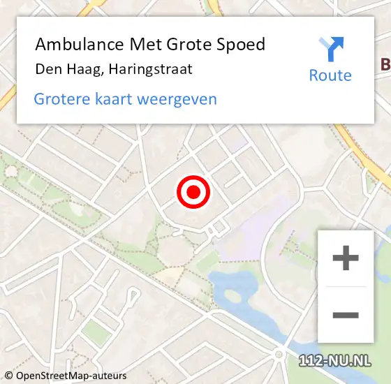 Locatie op kaart van de 112 melding: Ambulance Met Grote Spoed Naar Den Haag, Haringstraat op 24 februari 2023 21:40