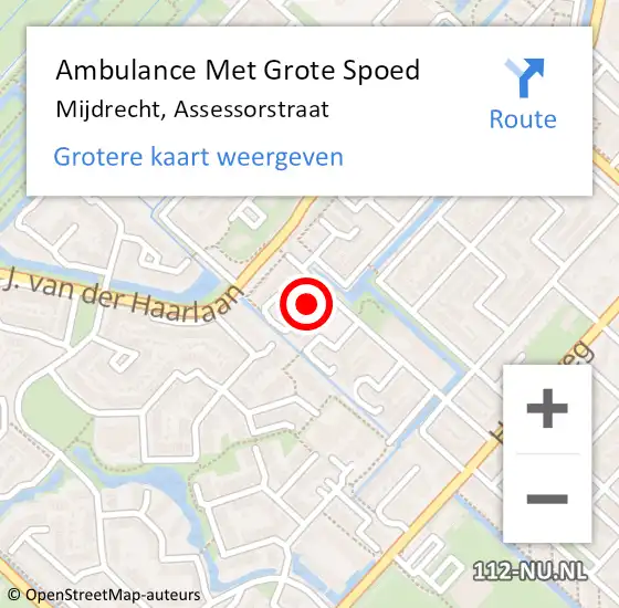 Locatie op kaart van de 112 melding: Ambulance Met Grote Spoed Naar Mijdrecht, Assessorstraat op 24 februari 2023 21:58