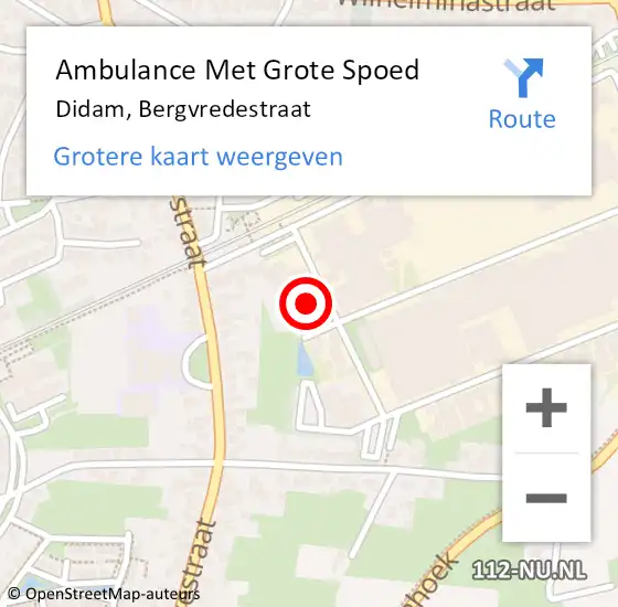 Locatie op kaart van de 112 melding: Ambulance Met Grote Spoed Naar Didam, Bergvredestraat op 24 februari 2023 22:29