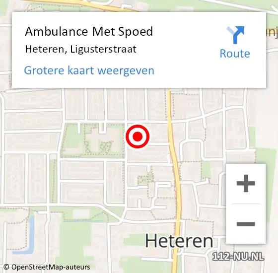 Locatie op kaart van de 112 melding: Ambulance Met Spoed Naar Heteren, Ligusterstraat op 16 augustus 2014 20:40