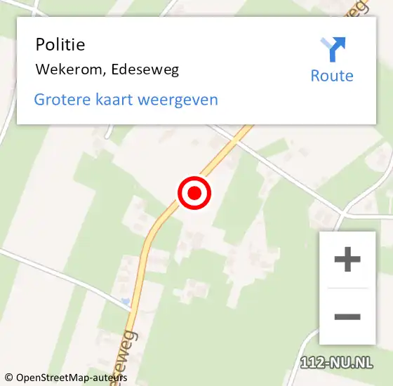Locatie op kaart van de 112 melding: Politie Wekerom, Edeseweg op 24 februari 2023 22:46