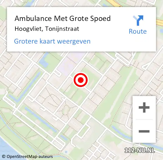 Locatie op kaart van de 112 melding: Ambulance Met Grote Spoed Naar Hoogvliet, Tonijnstraat op 24 februari 2023 22:57