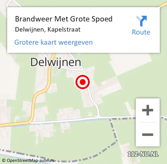 Locatie op kaart van de 112 melding: Brandweer Met Grote Spoed Naar Delwijnen, Kapelstraat op 24 februari 2023 23:00