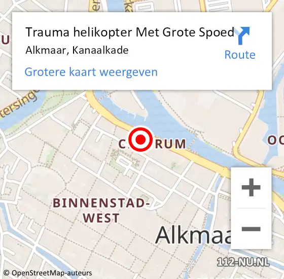 Locatie op kaart van de 112 melding: Trauma helikopter Met Grote Spoed Naar Alkmaar, Kanaalkade op 24 februari 2023 23:01