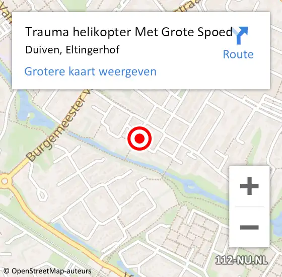 Locatie op kaart van de 112 melding: Trauma helikopter Met Grote Spoed Naar Duiven, Eltingerhof op 24 februari 2023 23:07