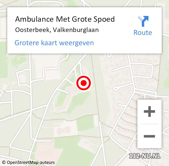 Locatie op kaart van de 112 melding: Ambulance Met Grote Spoed Naar Oosterbeek, Valkenburglaan op 24 februari 2023 23:25