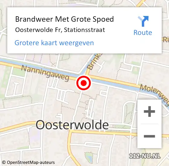 Locatie op kaart van de 112 melding: Brandweer Met Grote Spoed Naar Oosterwolde Fr, Stationsstraat op 16 augustus 2014 20:45