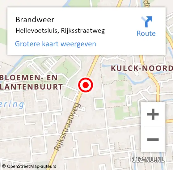 Locatie op kaart van de 112 melding: Brandweer Hellevoetsluis, Rijksstraatweg op 25 februari 2023 00:43