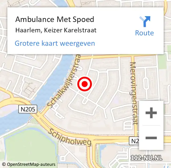 Locatie op kaart van de 112 melding: Ambulance Met Spoed Naar Haarlem, Keizer Karelstraat op 25 februari 2023 00:43