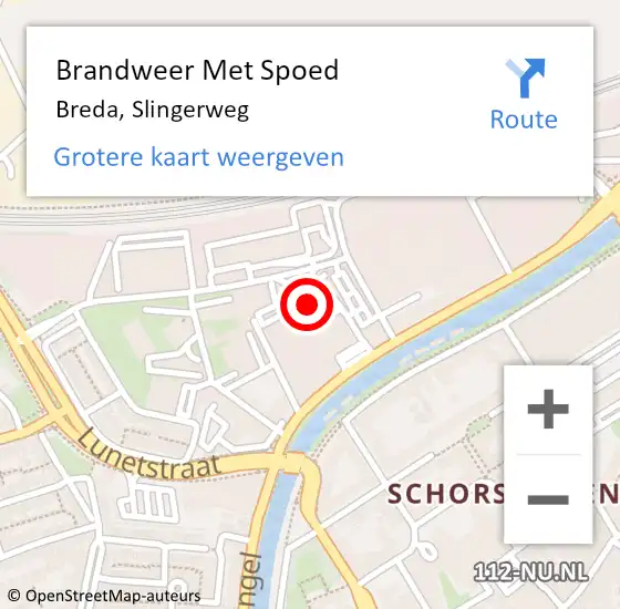 Locatie op kaart van de 112 melding: Brandweer Met Spoed Naar Breda, Slingerweg op 25 februari 2023 00:50