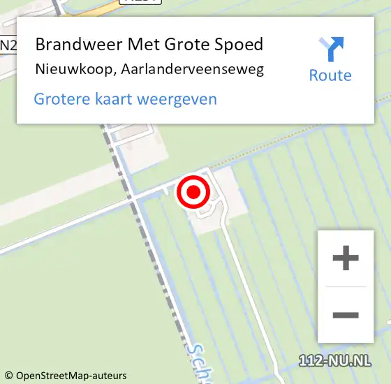 Locatie op kaart van de 112 melding: Brandweer Met Grote Spoed Naar Nieuwkoop, Aarlanderveenseweg op 25 februari 2023 00:53