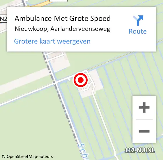 Locatie op kaart van de 112 melding: Ambulance Met Grote Spoed Naar Nieuwkoop, Aarlanderveenseweg op 25 februari 2023 00:54