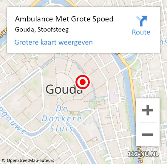 Locatie op kaart van de 112 melding: Ambulance Met Grote Spoed Naar Gouda, Stoofsteeg op 25 februari 2023 01:08