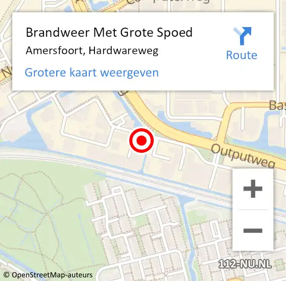 Locatie op kaart van de 112 melding: Brandweer Met Grote Spoed Naar Amersfoort, Hardwareweg op 25 februari 2023 01:18