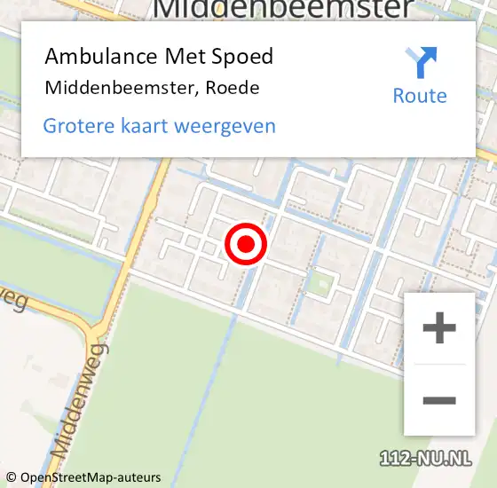 Locatie op kaart van de 112 melding: Ambulance Met Spoed Naar Middenbeemster, Roede op 25 februari 2023 02:27