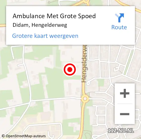 Locatie op kaart van de 112 melding: Ambulance Met Grote Spoed Naar Didam, Hengelderweg op 25 februari 2023 02:36