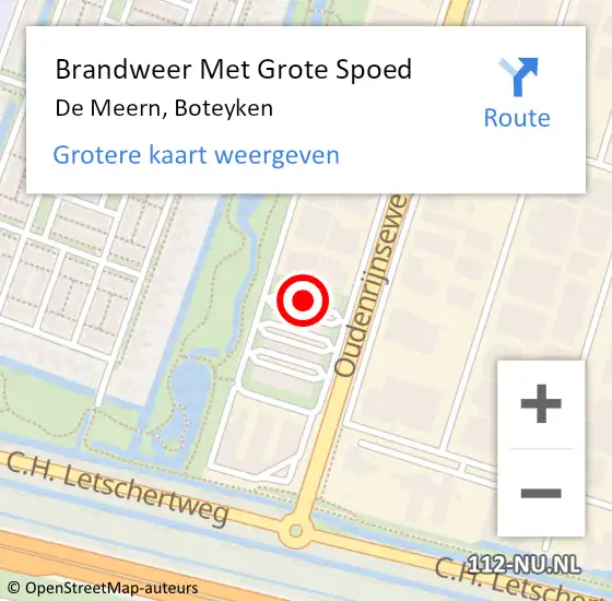 Locatie op kaart van de 112 melding: Brandweer Met Grote Spoed Naar De Meern, Boteyken op 25 februari 2023 03:03