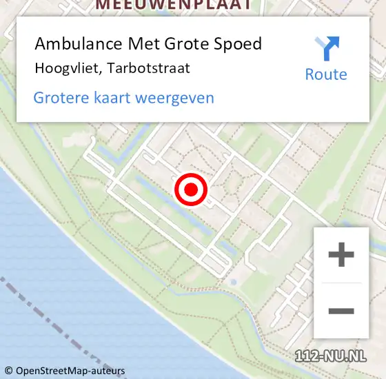 Locatie op kaart van de 112 melding: Ambulance Met Grote Spoed Naar Hoogvliet, Tarbotstraat op 25 februari 2023 03:05