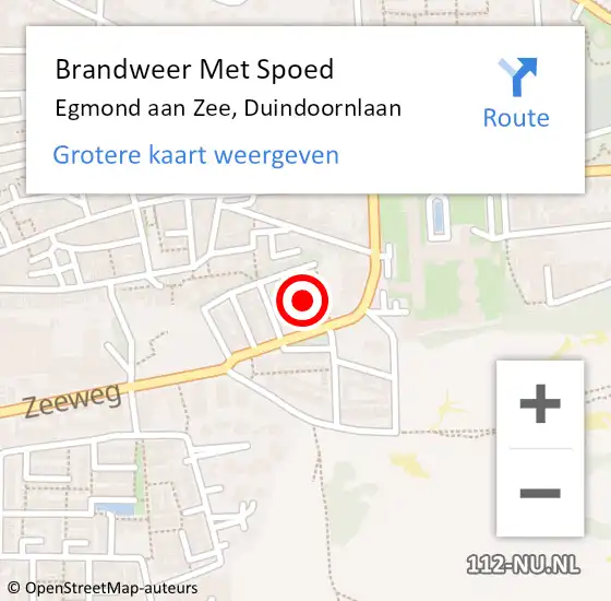 Locatie op kaart van de 112 melding: Brandweer Met Spoed Naar Egmond aan Zee, Duindoornlaan op 25 februari 2023 03:37