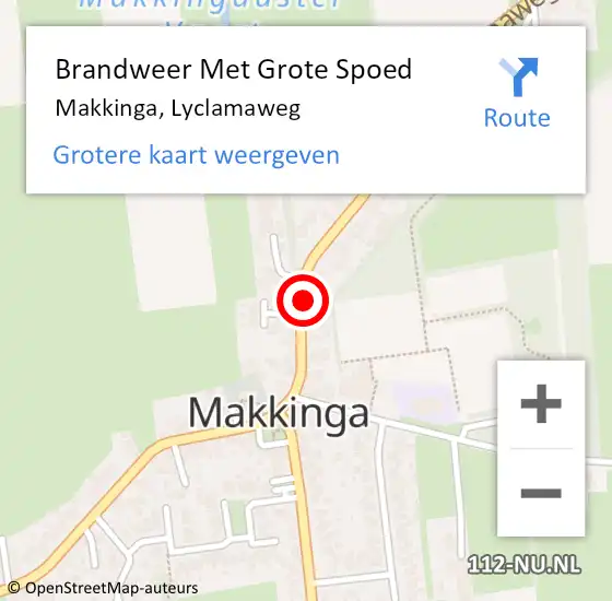 Locatie op kaart van de 112 melding: Brandweer Met Grote Spoed Naar Makkinga, Lyclamaweg op 25 februari 2023 03:50