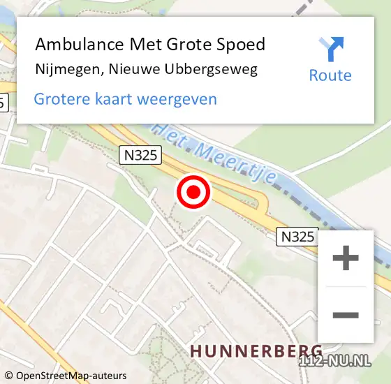 Locatie op kaart van de 112 melding: Ambulance Met Grote Spoed Naar Nijmegen, Nieuwe Ubbergseweg op 25 februari 2023 05:07