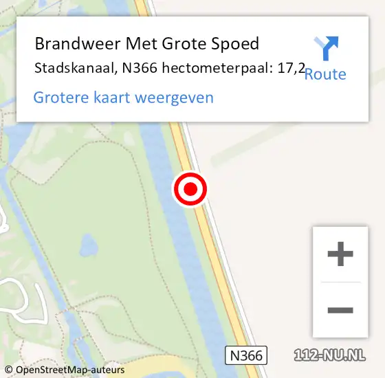 Locatie op kaart van de 112 melding: Brandweer Met Grote Spoed Naar Stadskanaal, N366 hectometerpaal: 17,2 op 25 februari 2023 06:22