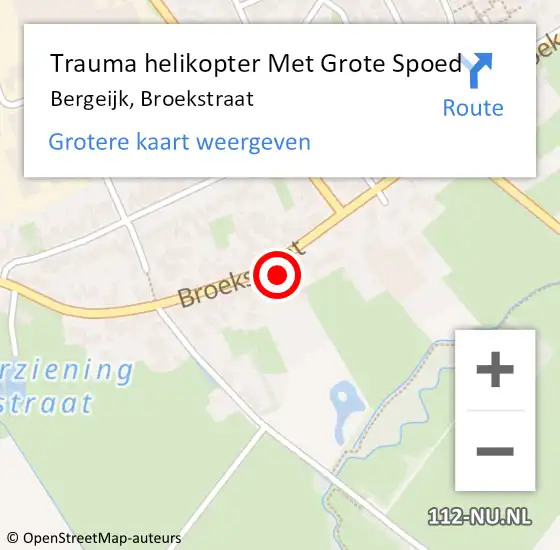 Locatie op kaart van de 112 melding: Trauma helikopter Met Grote Spoed Naar Bergeijk, Broekstraat op 25 februari 2023 06:41