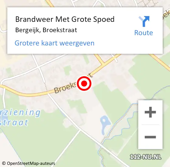 Locatie op kaart van de 112 melding: Brandweer Met Grote Spoed Naar Bergeijk, Broekstraat op 25 februari 2023 06:43