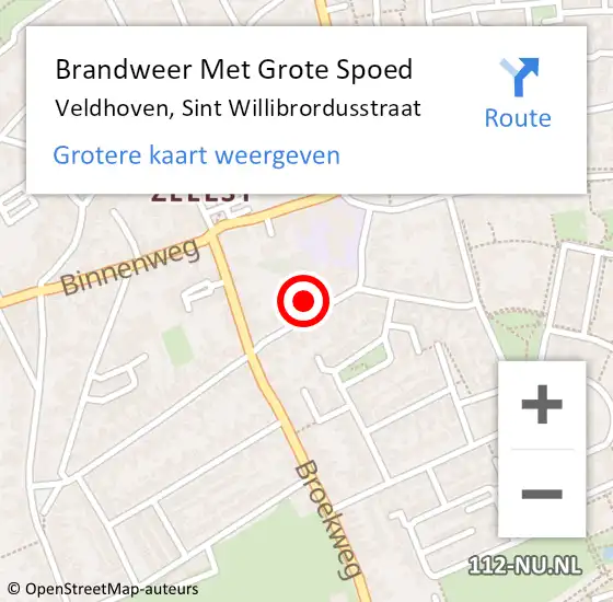 Locatie op kaart van de 112 melding: Brandweer Met Grote Spoed Naar Veldhoven, Sint Willibrordusstraat op 25 februari 2023 06:53