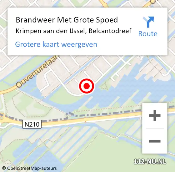 Locatie op kaart van de 112 melding: Brandweer Met Grote Spoed Naar Krimpen aan den IJssel, Belcantodreef op 25 februari 2023 06:54