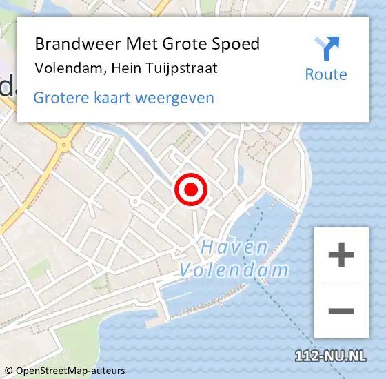 Locatie op kaart van de 112 melding: Brandweer Met Grote Spoed Naar Volendam, Hein Tuijpstraat op 25 februari 2023 07:25