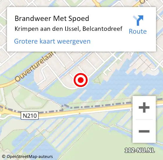 Locatie op kaart van de 112 melding: Brandweer Met Spoed Naar Krimpen aan den IJssel, Belcantodreef op 25 februari 2023 07:29