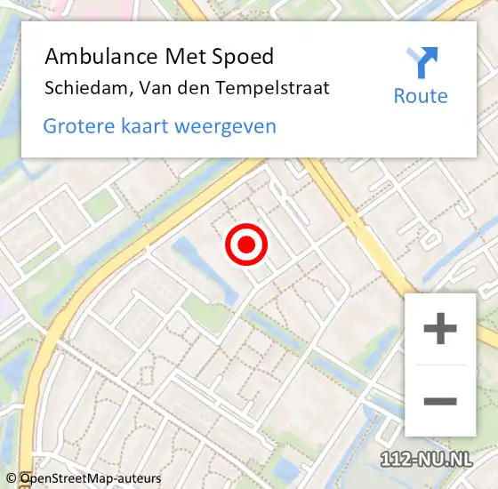 Locatie op kaart van de 112 melding: Ambulance Met Spoed Naar Schiedam, Van den Tempelstraat op 25 februari 2023 07:33