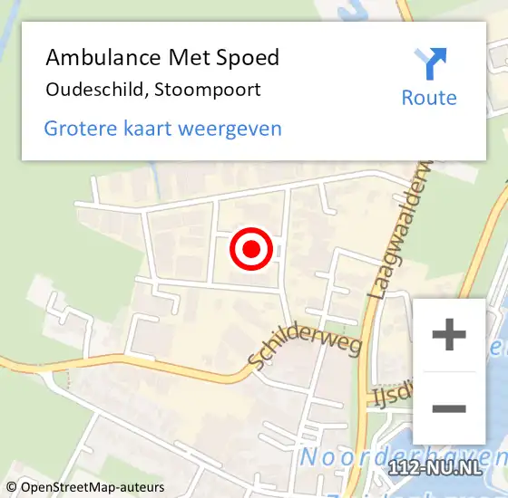 Locatie op kaart van de 112 melding: Ambulance Met Spoed Naar Oudeschild, Stoompoort op 25 februari 2023 08:01