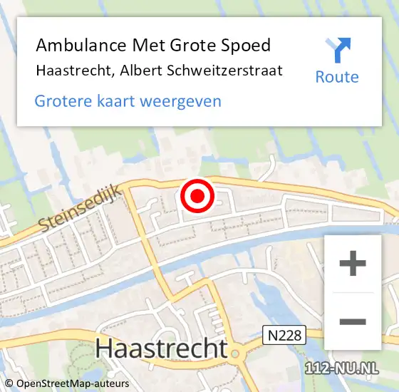 Locatie op kaart van de 112 melding: Ambulance Met Grote Spoed Naar Haastrecht, Albert Schweitzerstraat op 25 februari 2023 08:32