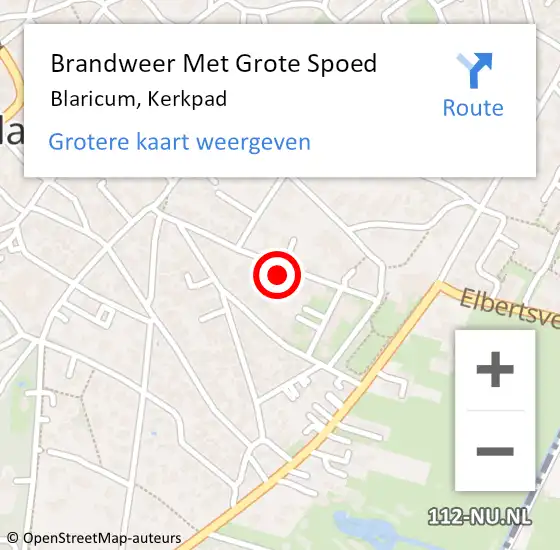 Locatie op kaart van de 112 melding: Brandweer Met Grote Spoed Naar Blaricum, Kerkpad op 25 februari 2023 09:03