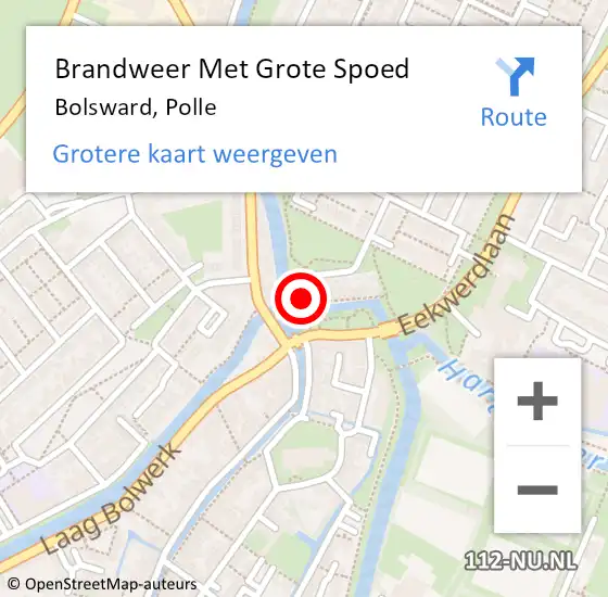 Locatie op kaart van de 112 melding: Brandweer Met Grote Spoed Naar Bolsward, Polle op 25 februari 2023 09:24