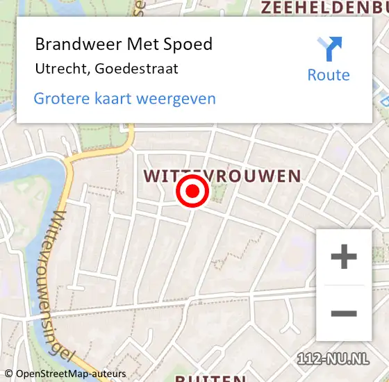 Locatie op kaart van de 112 melding: Brandweer Met Spoed Naar Utrecht, Goedestraat op 25 februari 2023 09:26