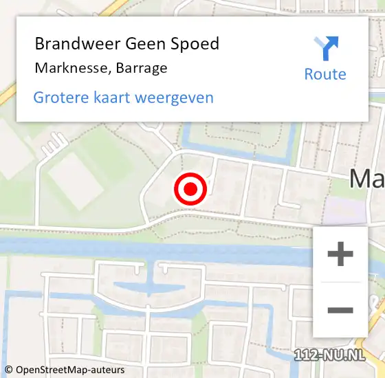 Locatie op kaart van de 112 melding: Brandweer Geen Spoed Naar Marknesse, Barrage op 25 februari 2023 09:39