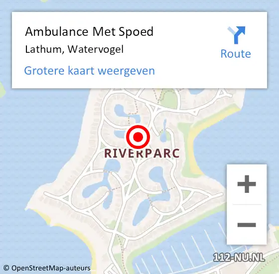 Locatie op kaart van de 112 melding: Ambulance Met Spoed Naar Lathum, Watervogel op 25 februari 2023 10:11