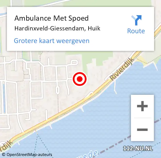 Locatie op kaart van de 112 melding: Ambulance Met Spoed Naar Hardinxveld-Giessendam, Huik op 25 februari 2023 10:16