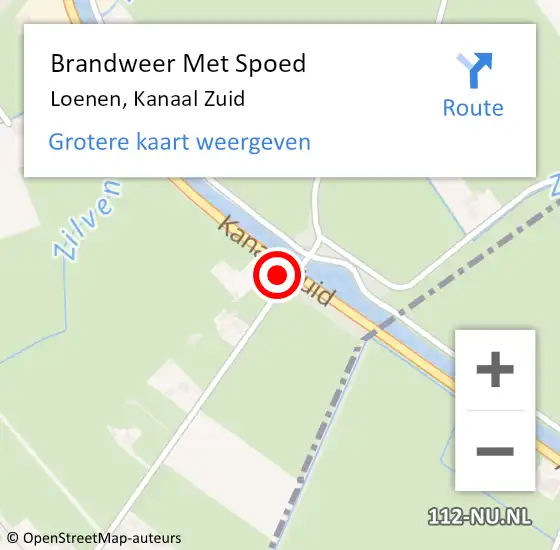 Locatie op kaart van de 112 melding: Brandweer Met Spoed Naar Loenen, Kanaal Zuid op 25 februari 2023 10:32