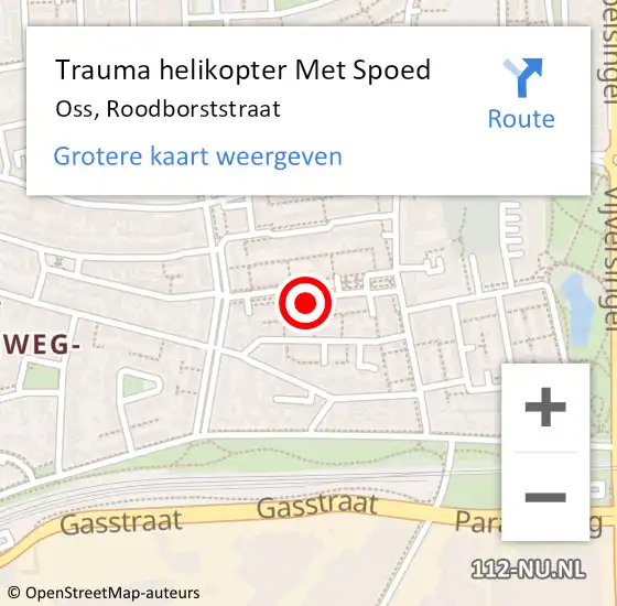 Locatie op kaart van de 112 melding: Trauma helikopter Met Spoed Naar Oss, Roodborststraat op 25 februari 2023 10:44