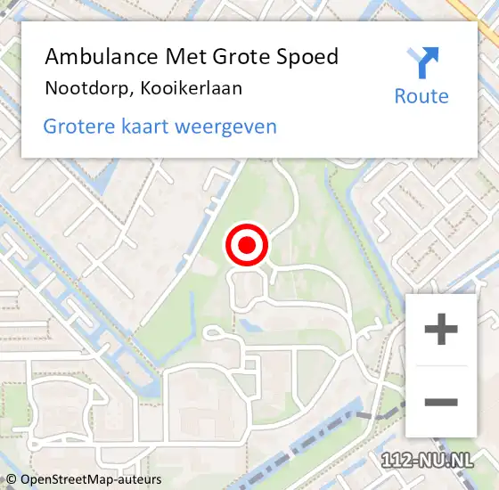 Locatie op kaart van de 112 melding: Ambulance Met Grote Spoed Naar Nootdorp, Kooikerlaan op 25 februari 2023 11:04