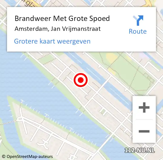 Locatie op kaart van de 112 melding: Brandweer Met Grote Spoed Naar Amsterdam, Jan Vrijmanstraat op 16 augustus 2014 21:41